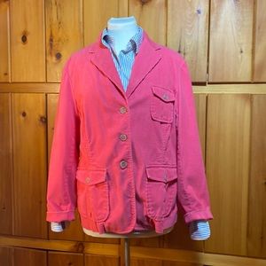 LANDS END Women's Corduroy Blazer Jacket - Size 16 Pink.